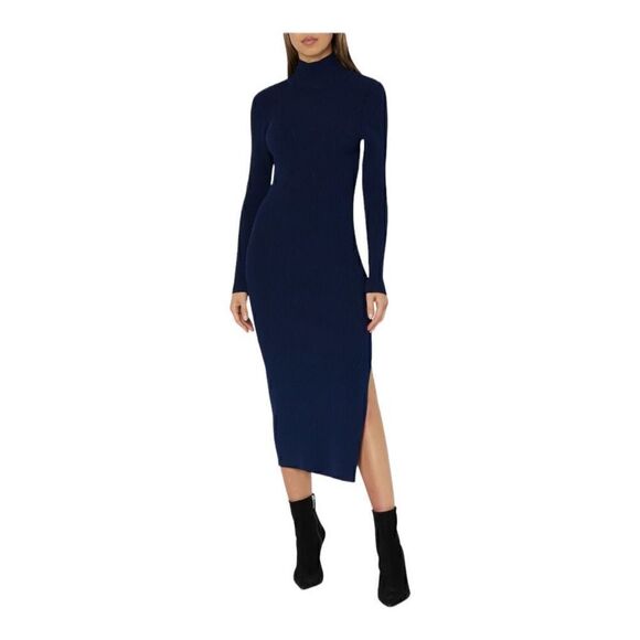 Milly Navy Blue Bustier Turtleneck Dress Size Medium - Picture 1 of 7